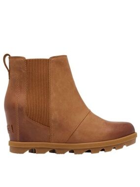 SOREL Joan Rhapsody Cognac Brown Waterproof Chelsea Wedge Lug Sole Ankle Bootie